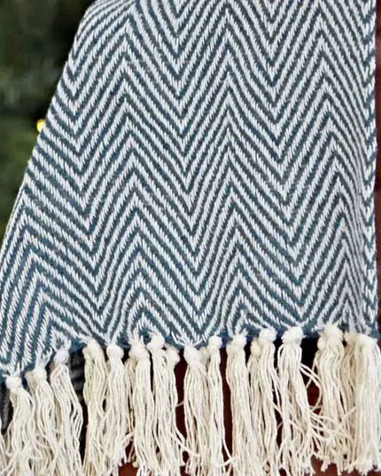 Recycled Cotton Woven Chevron Throw