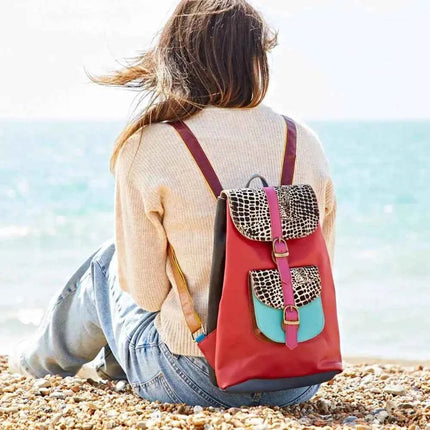 Recycled Leather Patchwork Backpack - Handcrafted & One-of-a-Kind