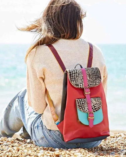 Recycled Leather Patchwork Backpack - Handcrafted & One-of-a-Kind
