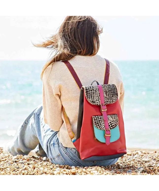 Recycled Leather Patchwork Backpack - Handcrafted & One-of-a-Kind