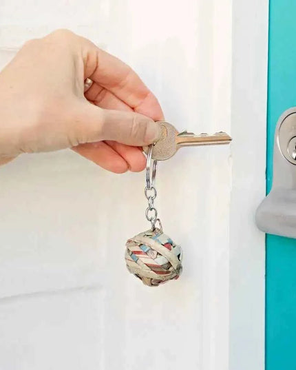 Recycled Newspaper Ball Keyring - Key Chain