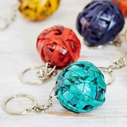 Recycled Newspaper Ball Keyring - Key Chain