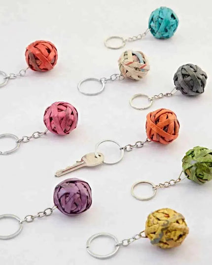 Recycled Newspaper Ball Keyring - Key Chain