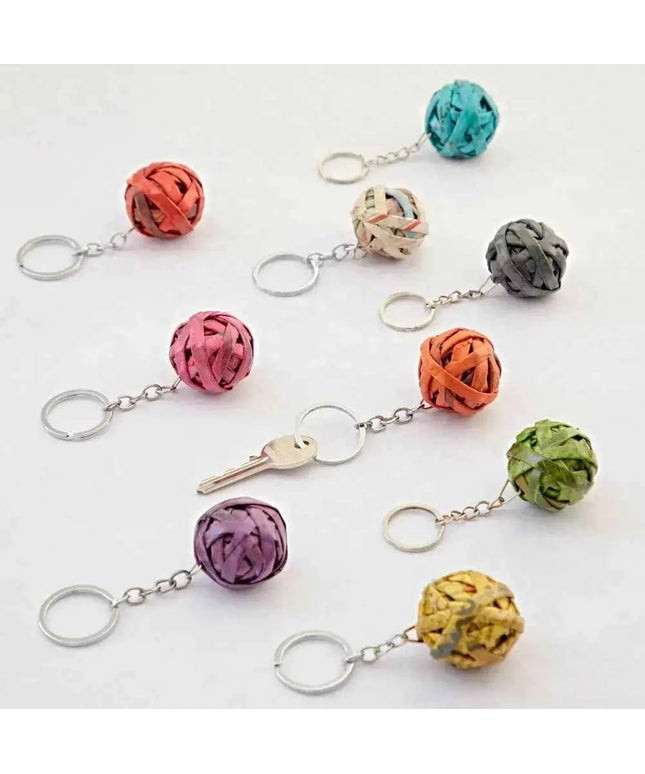 Recycled Newspaper Ball Keyring - Key Chain