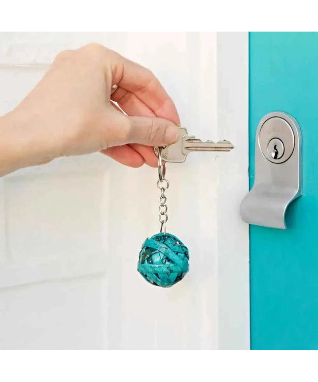 Recycled Newspaper Ball Keyring - Key Chain Blues