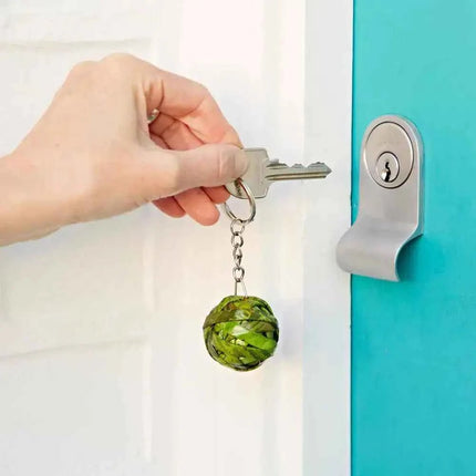 Recycled Newspaper Ball Keyring - Key Chain Greens