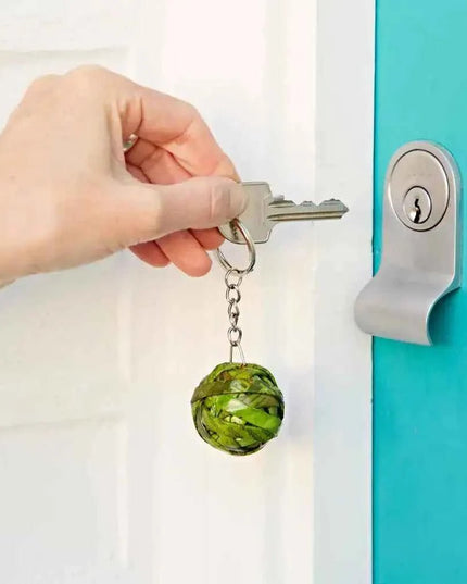 Recycled Newspaper Ball Keyring - Key Chain Greens