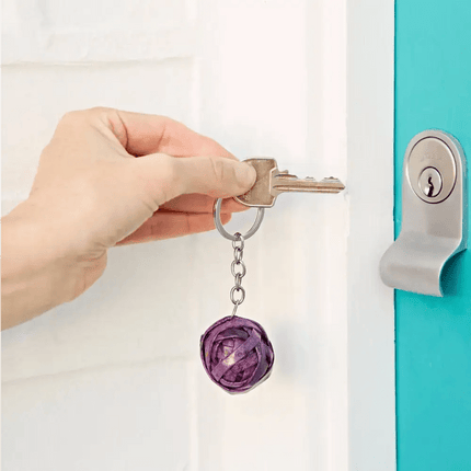 Recycled Newspaper Ball Keyring - Key Chain Purples