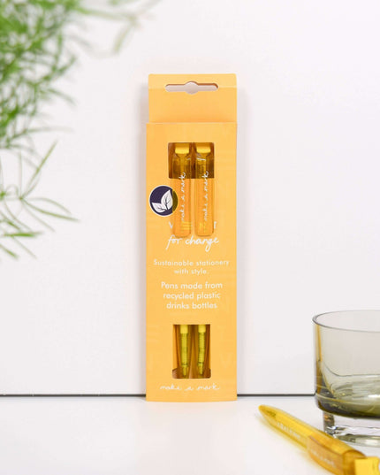 Recycled Pens - made from recycled drinks bottles Yellow