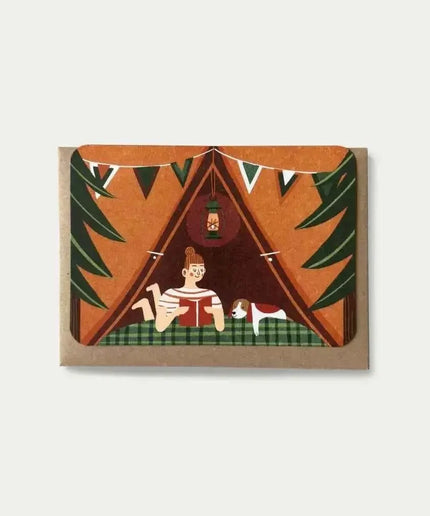 Red tent greetings card