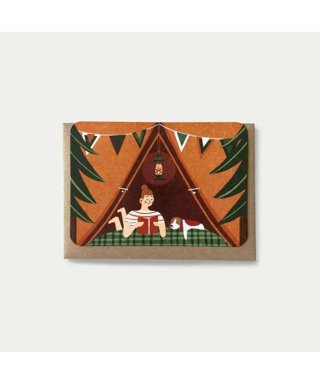 Red tent greetings card
