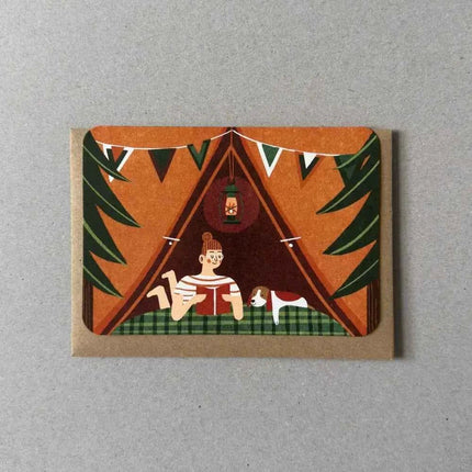 Red tent greetings card