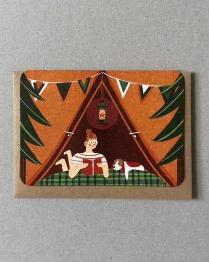 Red tent greetings card
