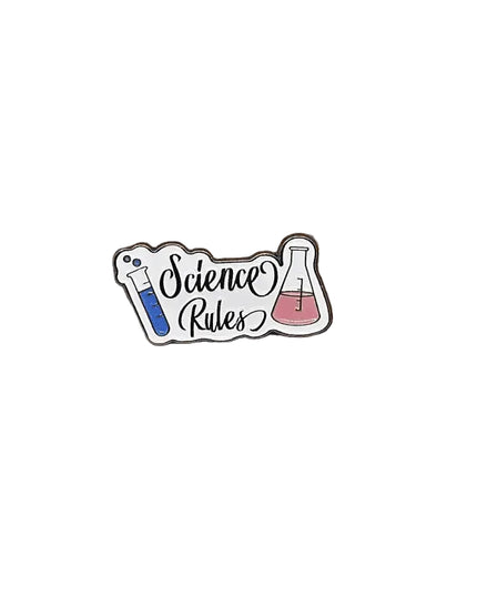 Science themed pin badges (various designs) Science Rules pin