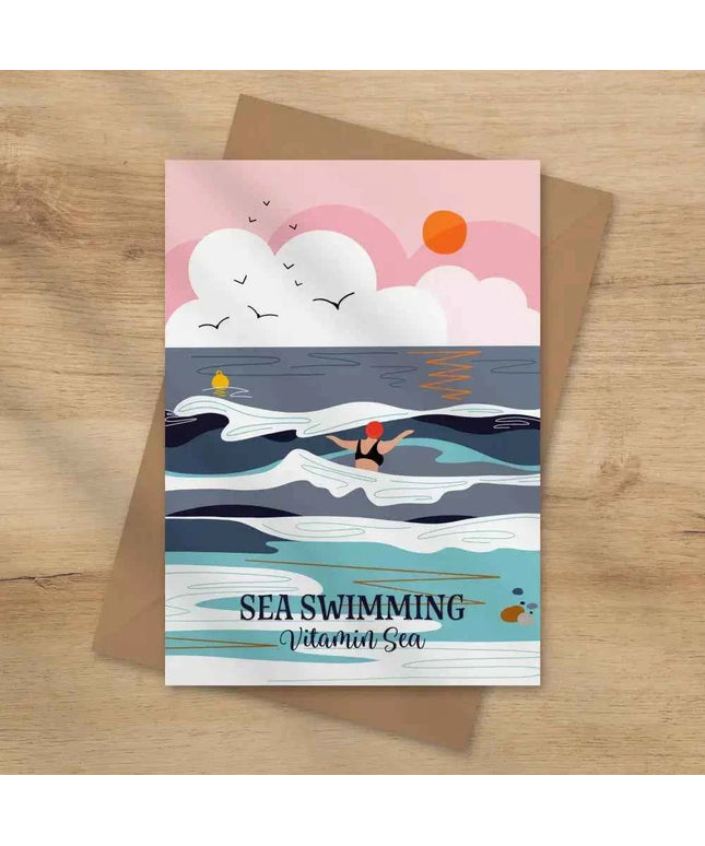 Sea swimming Vitamin sea greeting card - wild swimming card