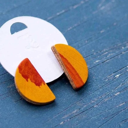 Semi Circle Leather Stud Earrings - Multiple Colour Choices