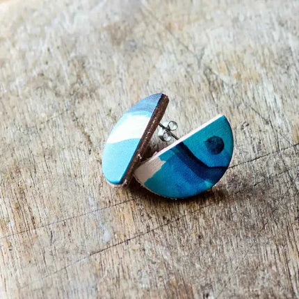 Semi Circle Leather Stud Earrings - Multiple Colour Choices