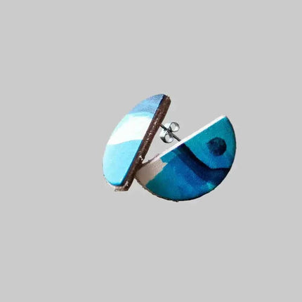 Semi Circle Leather Stud Earrings - Multiple Colour Choices
