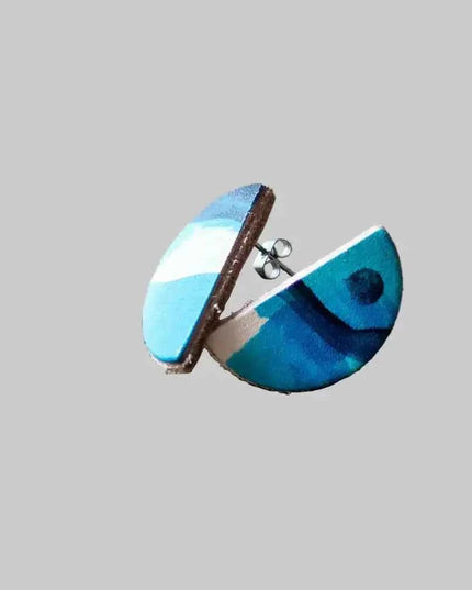 Semi Circle Leather Stud Earrings - Multiple Colour Choices