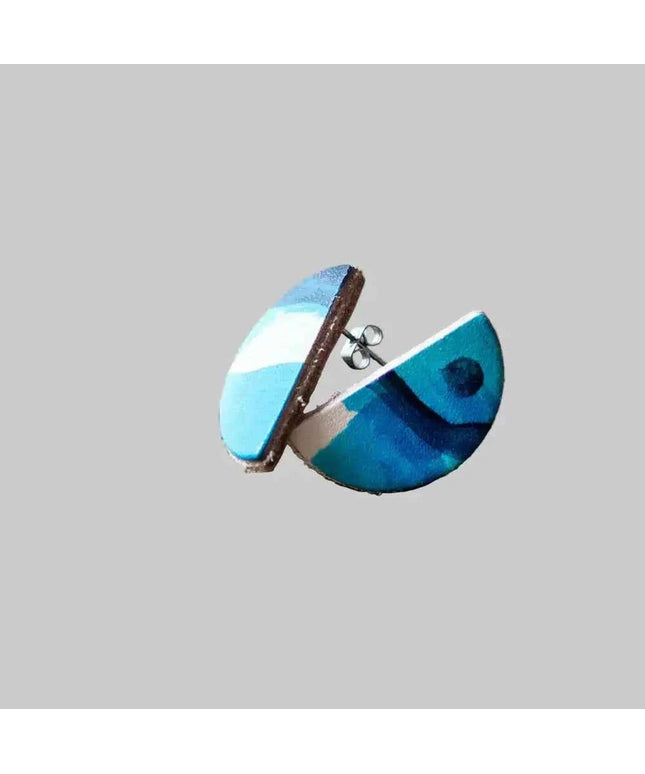 Semi Circle Leather Stud Earrings - Multiple Colour Choices