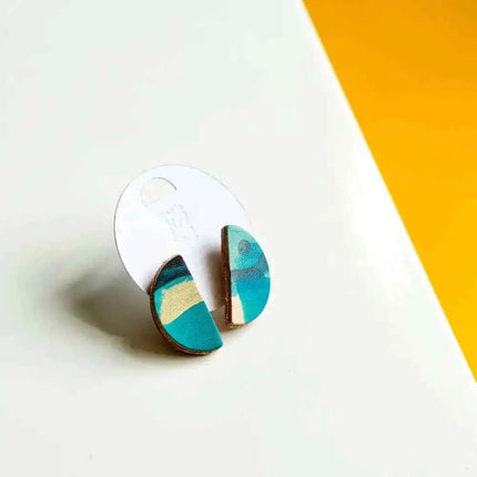 Semi Circle Leather Stud Earrings - Multiple Colour Choices