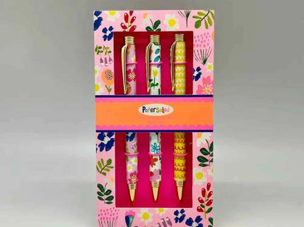 Set of 3 ballpoint pens - Paper Salad Floral and Waves