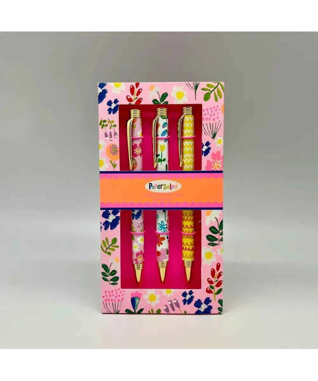 Set of 3 ballpoint pens - Paper Salad Floral and Waves