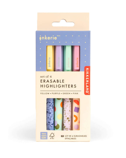Set of 4 Erasable Highlighters - Kikkerland