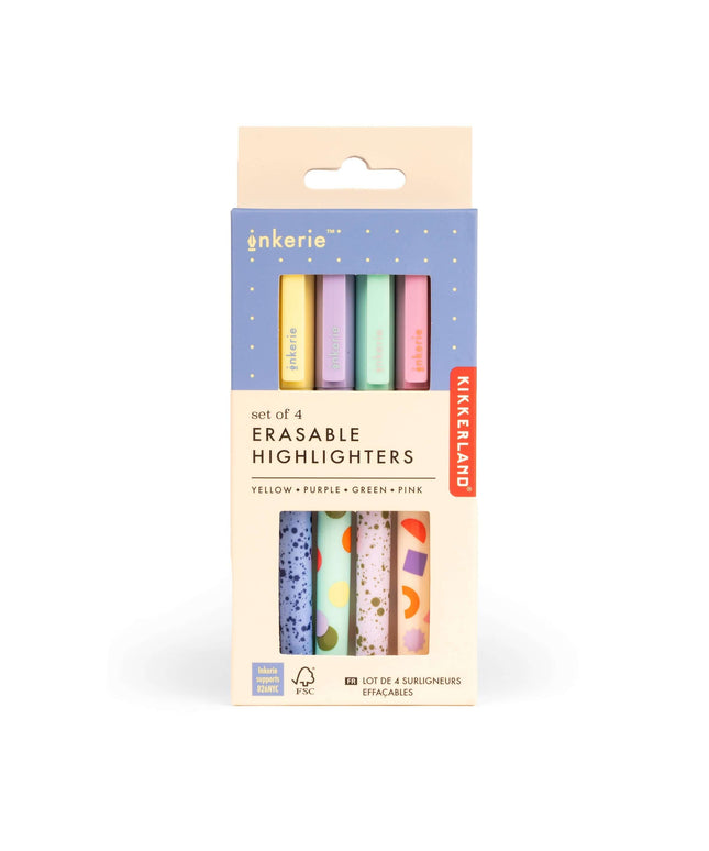 Set of 4 Erasable Highlighters - Kikkerland