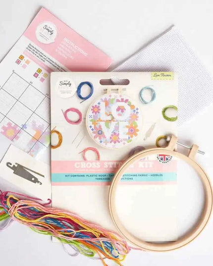 Simply Make Cross Stitch Craft Kit - Love Flowers Design