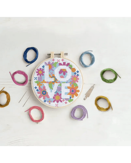 Simply Make Cross Stitch Craft Kit - Love Flowers Design