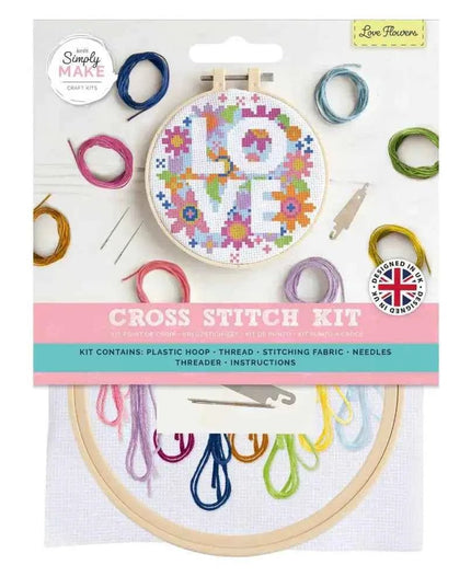 Simply Make Cross Stitch Craft Kit - Love Flowers Design