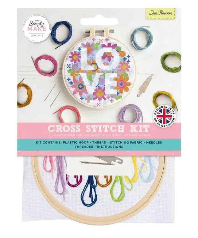 Simply Make Cross Stitch Craft Kit - Love Flowers Design