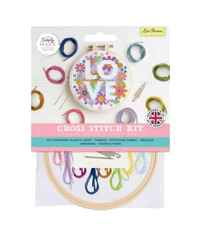 Simply Make Cross Stitch Craft Kit - Love Flowers Design