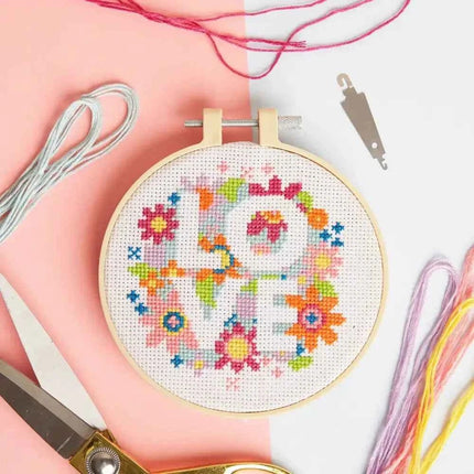 Simply Make Cross Stitch Craft Kit - Love Flowers Design