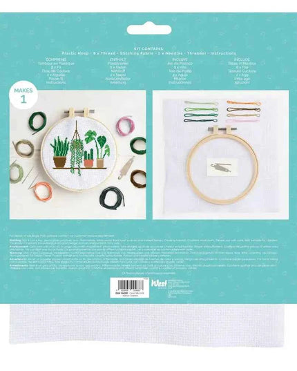 Simply Make Cross Stitch Hoop Embroidery Kit, Indoor Garden
