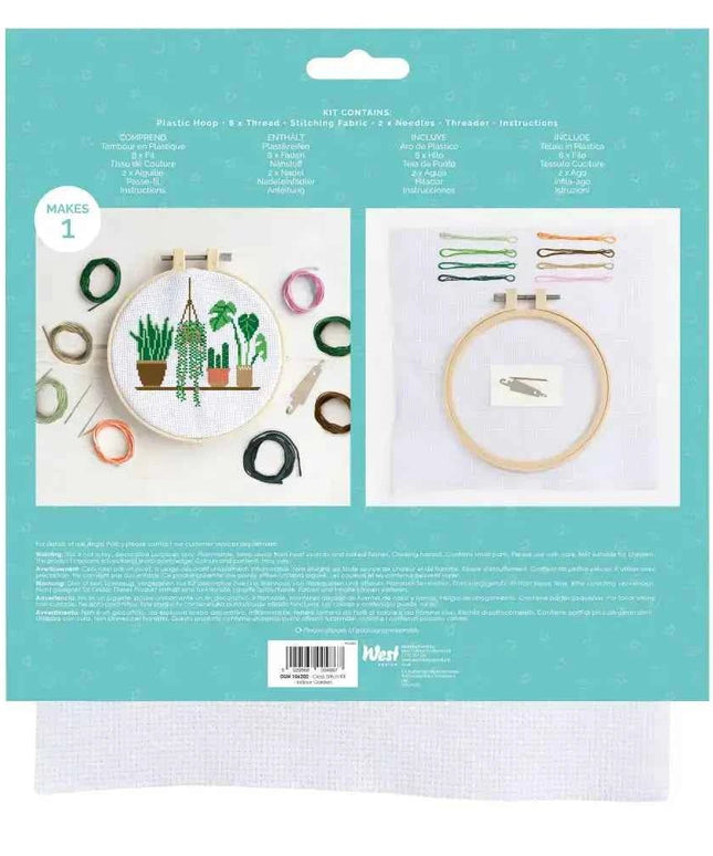 Simply Make Cross Stitch Hoop Embroidery Kit, Indoor Garden