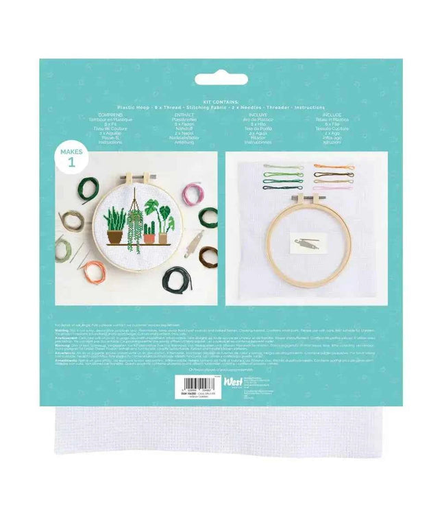 Simply Make Cross Stitch Hoop Embroidery Kit, Indoor Garden