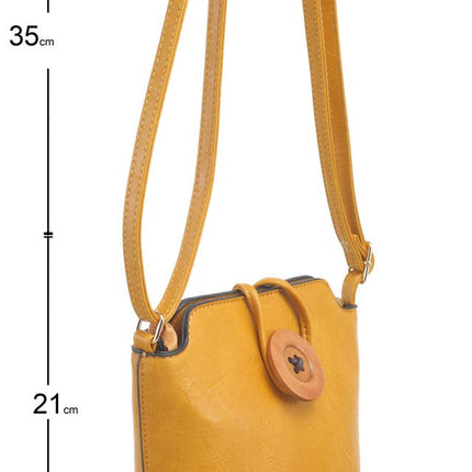 Small Wooden Button Crossbody Bag.