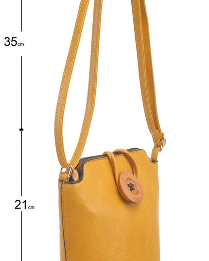 Small Wooden Button Crossbody Bag.
