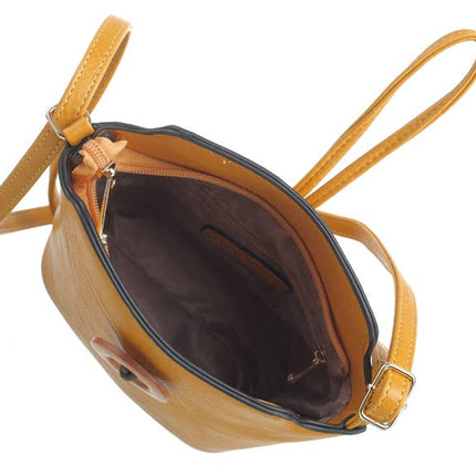 Small Wooden Button Crossbody Bag.