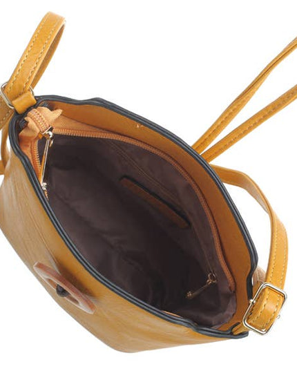 Small Wooden Button Crossbody Bag.
