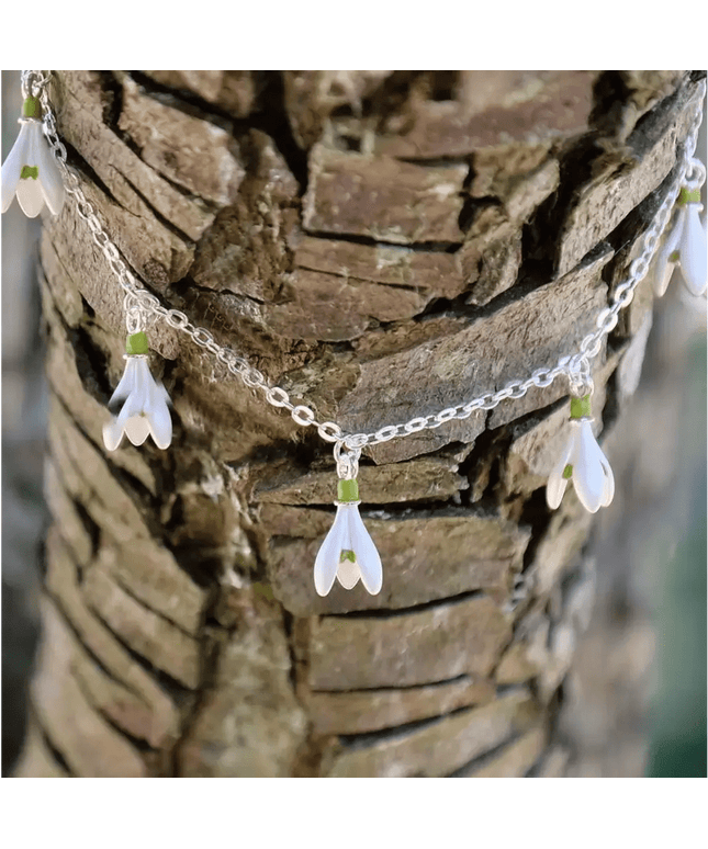 Snowdrop White Flower Charm Bracelet