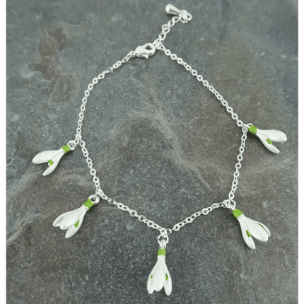 Snowdrop White Flower Charm Bracelet