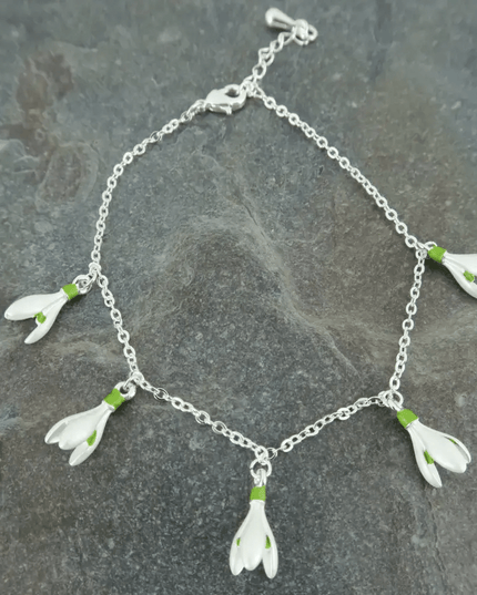 Snowdrop White Flower Charm Bracelet