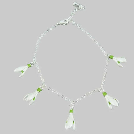 Snowdrop White Flower Charm Bracelet