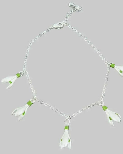 Snowdrop White Flower Charm Bracelet