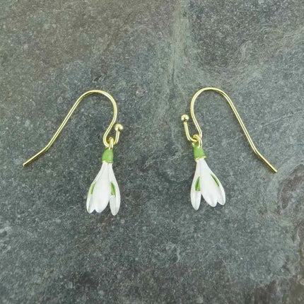 Snowdrop White Flower Single Drop Hook Earrings