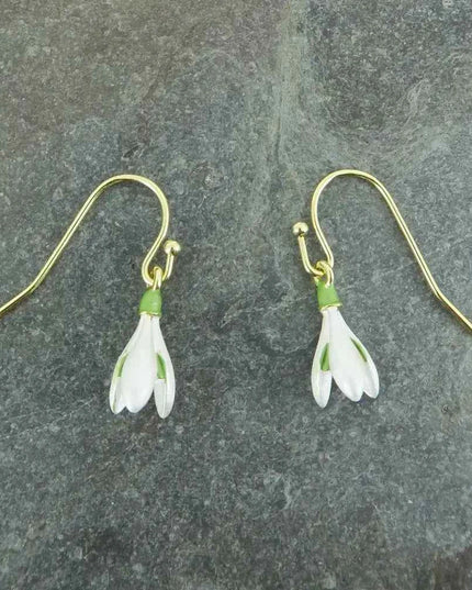 Snowdrop White Flower Single Drop Hook Earrings