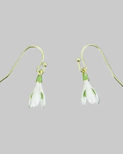 Snowdrop White Flower Single Drop Hook Earrings